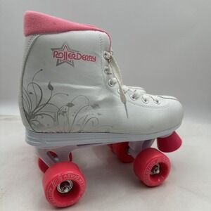 Roller Derby Quad Skate Girls Sz 6 U324G-04 Girls Roller Star 350 White/Pink